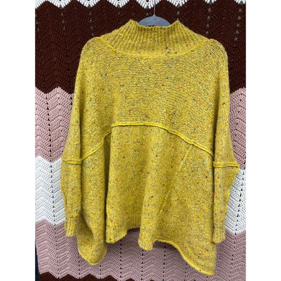 Camilla Tree Women's Oversized Handkerchief Sweater Yellow Speckled Confetti - Picture 2 of 9